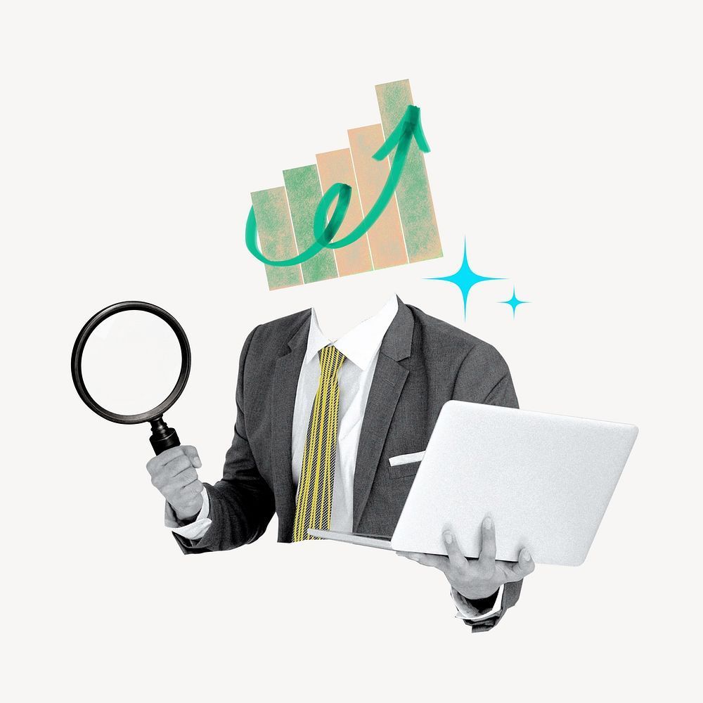 Business solution, growing bar chart head businessman